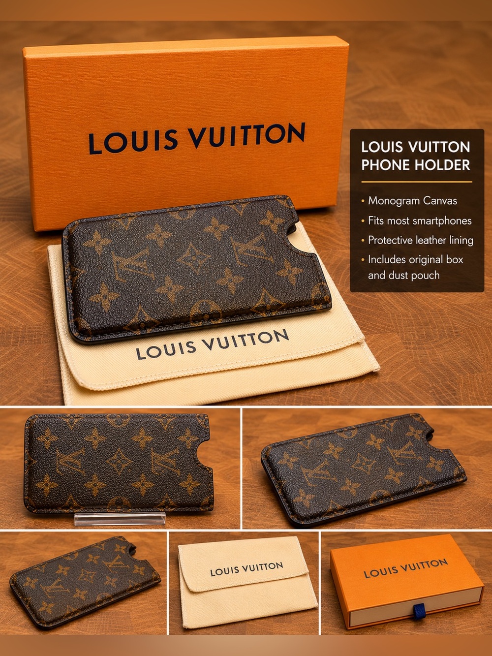 Louis Vuitton Monogram Canvas Phone Sleeve Holder w/ Box & Dust Bag